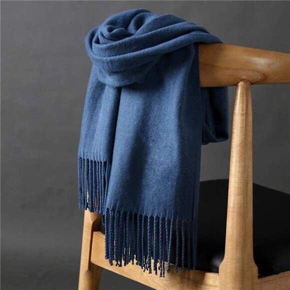 Womens Thick Soft Pashmina Shawl Wrap Scarf Warm Solid Color Stole - Picture 3 of 4